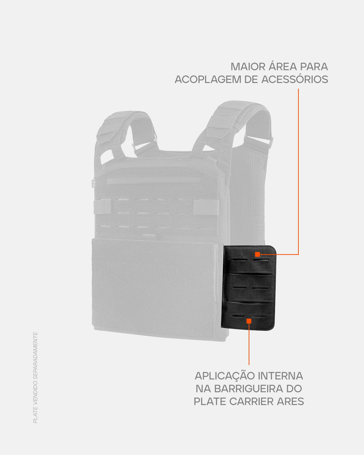 Painel Lateral Interno para Plate Carrier Ares - Preto